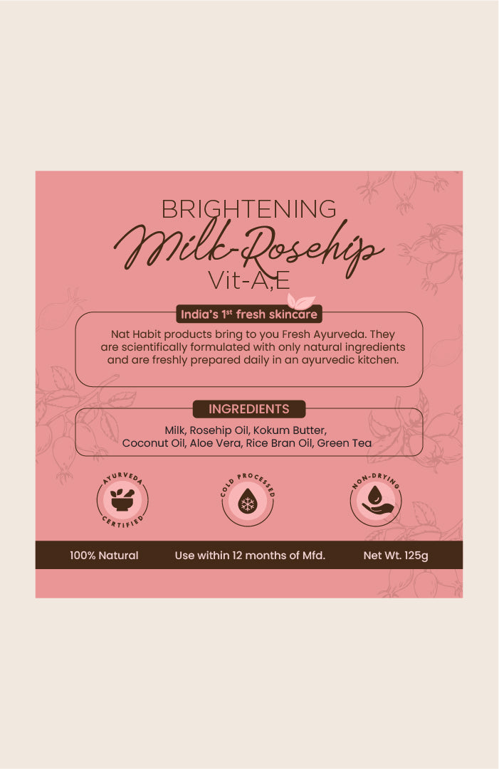 Cold Processed Brightening Milk-Rosehip Vit A,E Soap 125g × 6