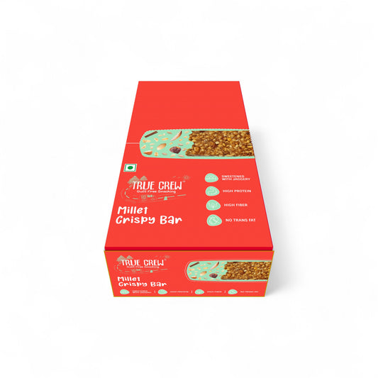 TRUE CREW - Millet Crispy Bar, 25 g Each (Pack of 10) 25gx10