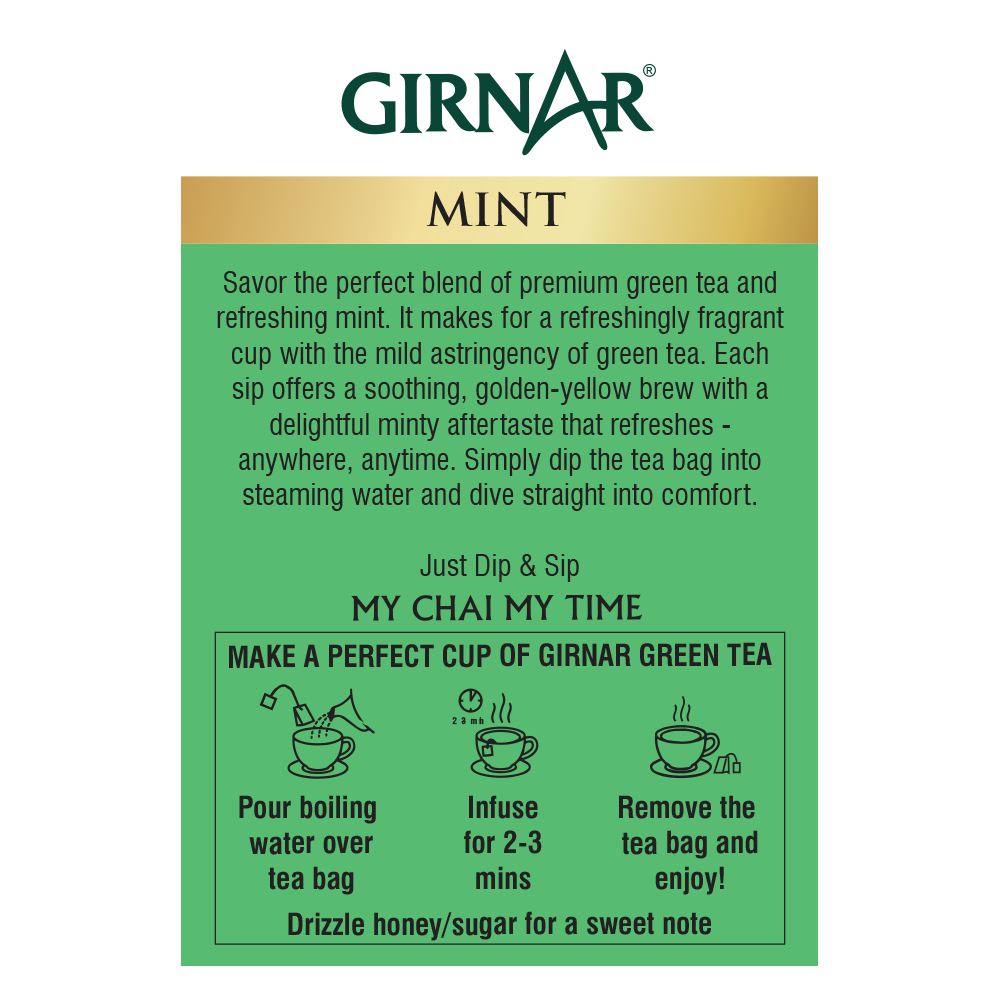 Green Tea Bags - Mint 10 Tea Bags