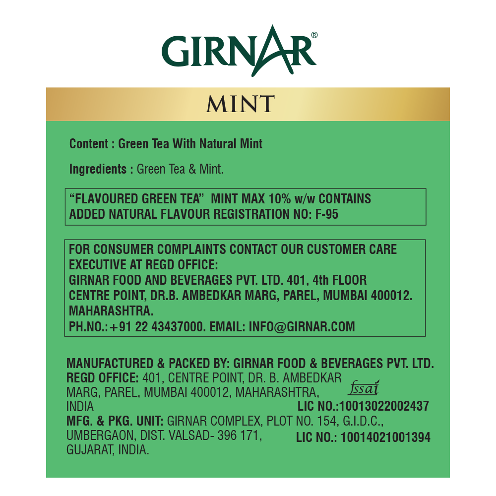Green Tea Bags - Mint 10 Tea Bags