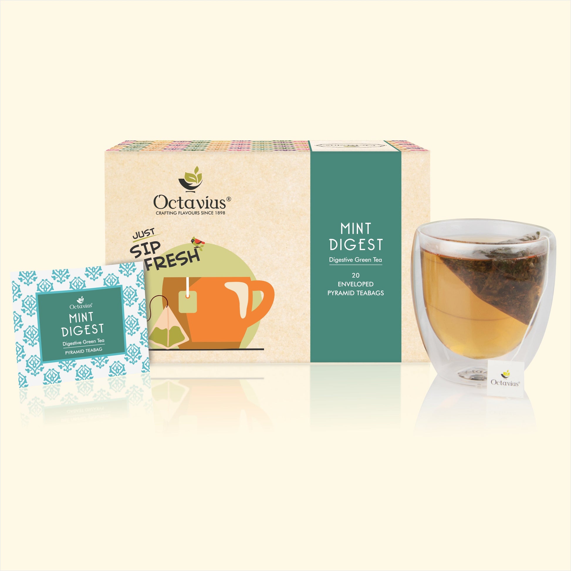 Mint Digest - 20 Enveloped Pyramid Tea Bags 200g