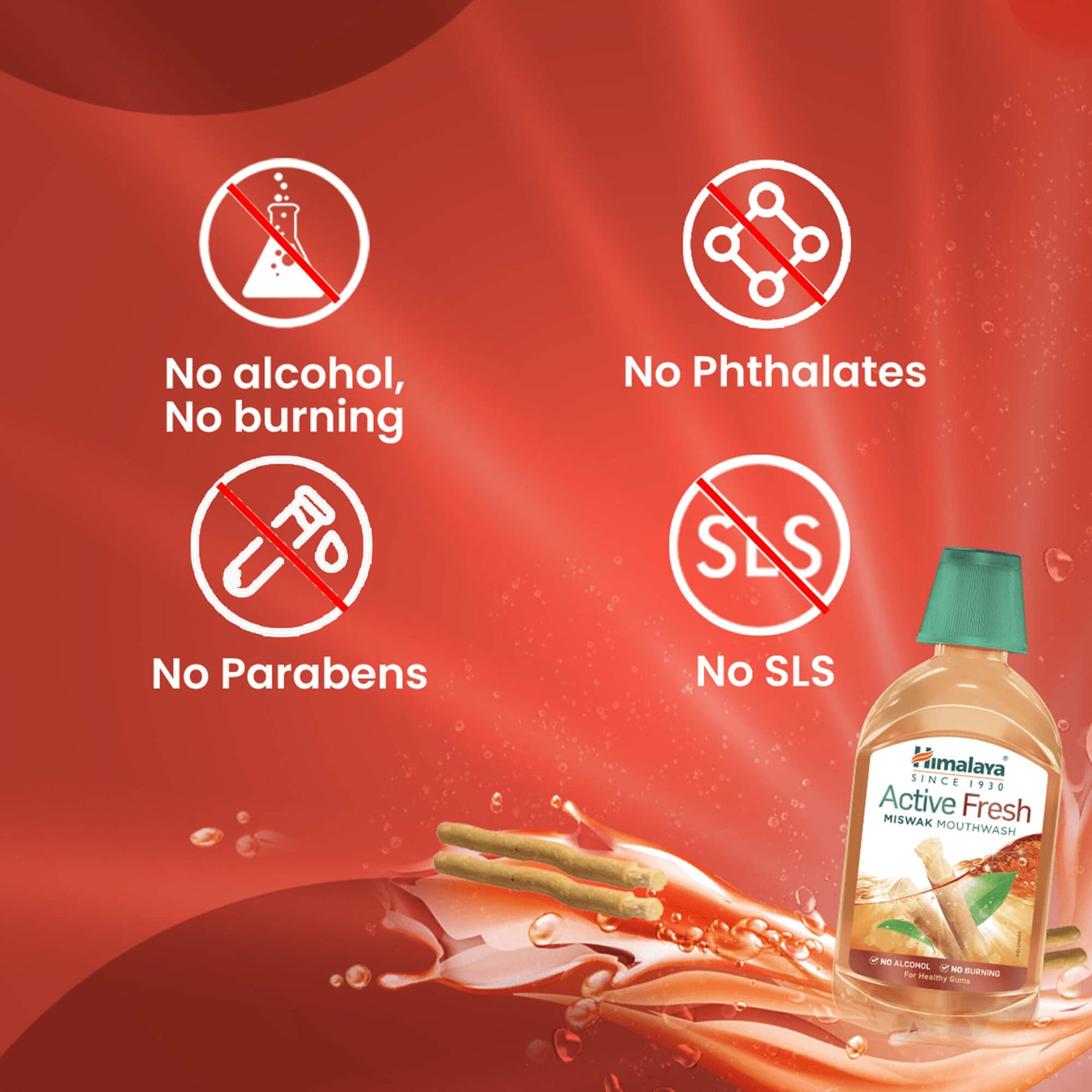 Himalaya Active Fresh Miswak Mouthwash 215ml