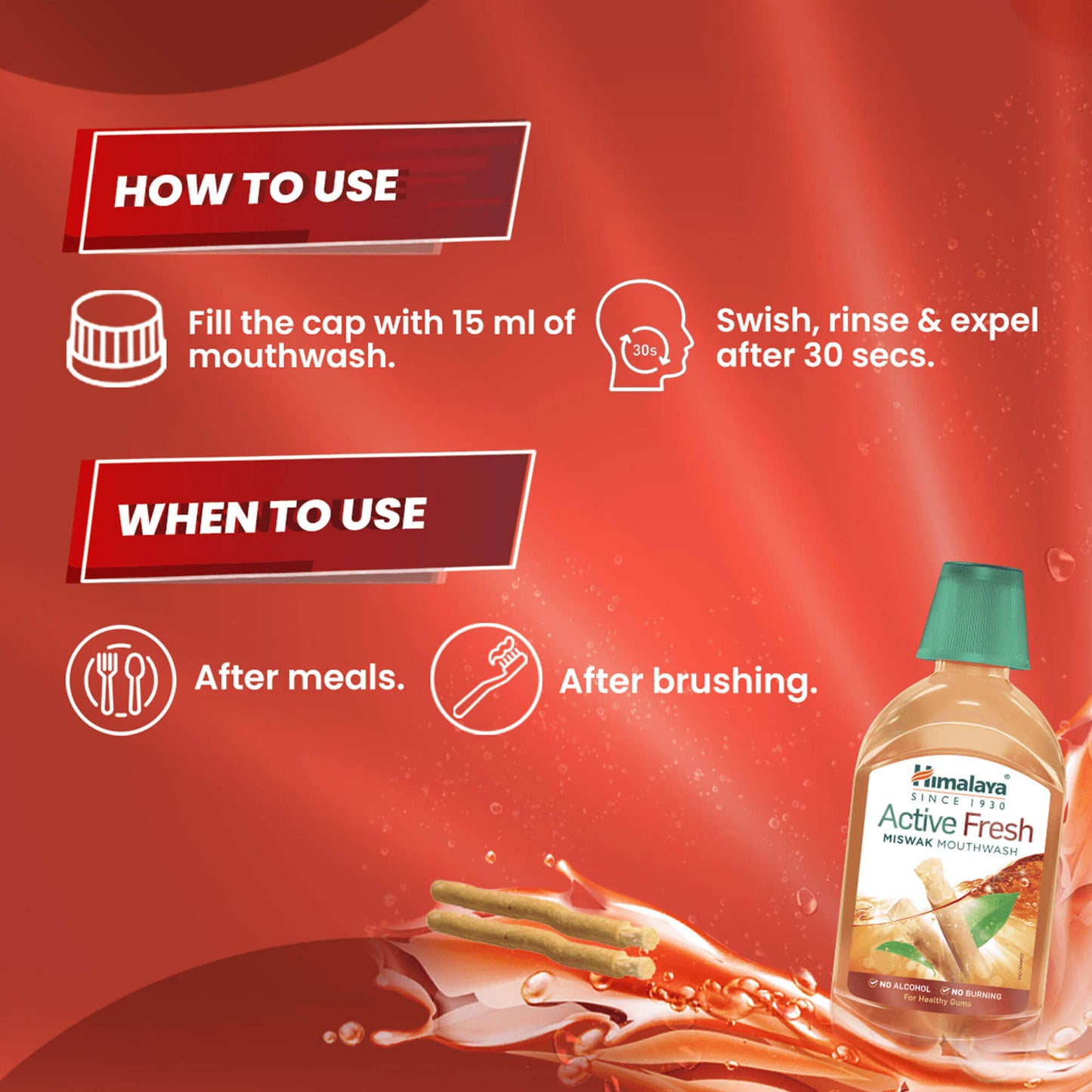 Himalaya Active Fresh Miswak Mouthwash 215ml