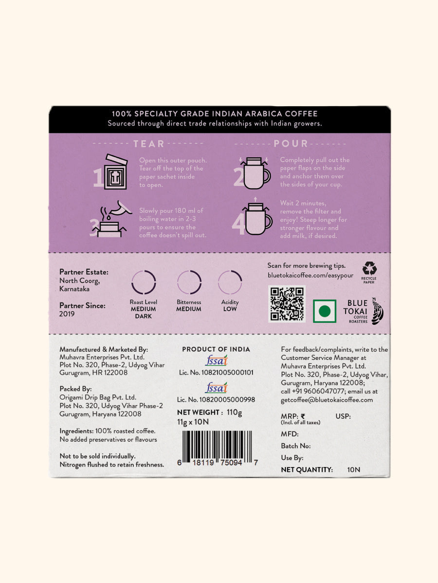 Monsoon Malabar Medium-Dark Roast Easy Pour Pack of 5