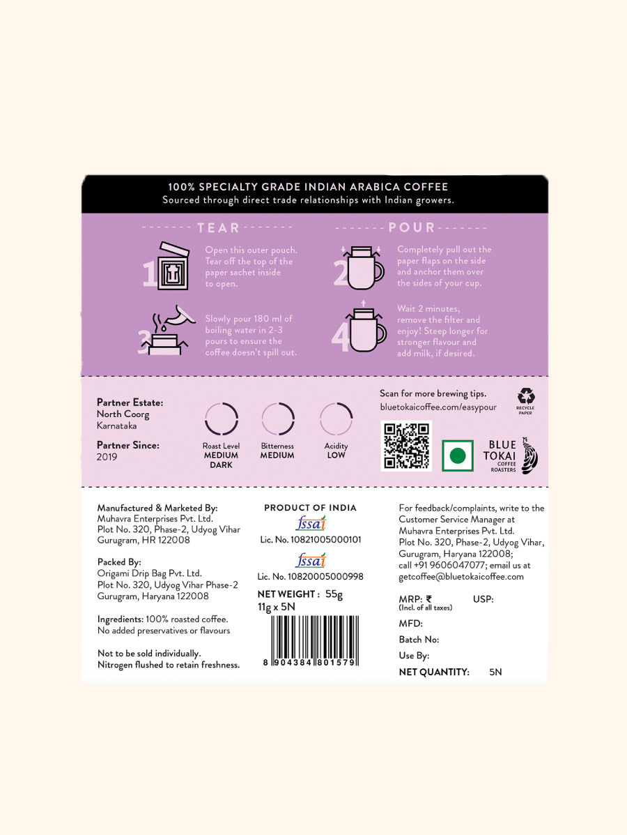 Monsoon Malabar Medium-Dark Roast Easy Pour Pack of 5