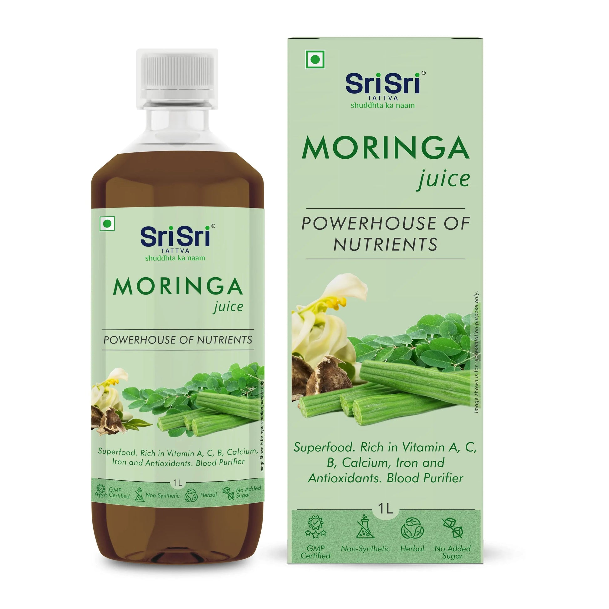 Moringa Juice - Powerhouse Of Nutrients | Superfood, Rich In Vitamin A,C,B, Calcium, Iron And Antioxidants, Blood Purifier | 1 L 1L
