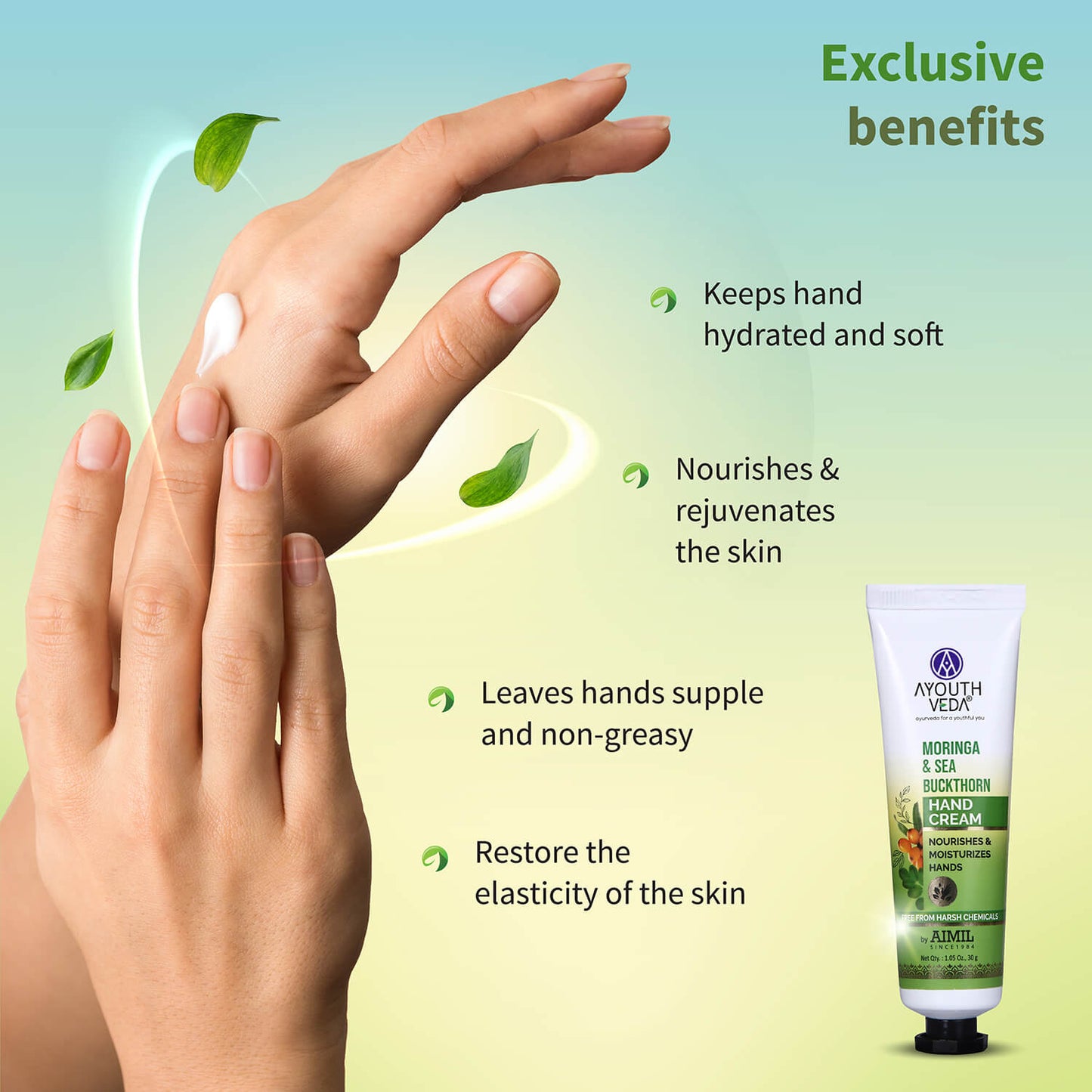 Moringa & Sea Buckthorn Hand Cream | Ultra-Moisturizing & Fast-Absorbing | Nourishes, Softens & Protects Hands | 30 g 30g