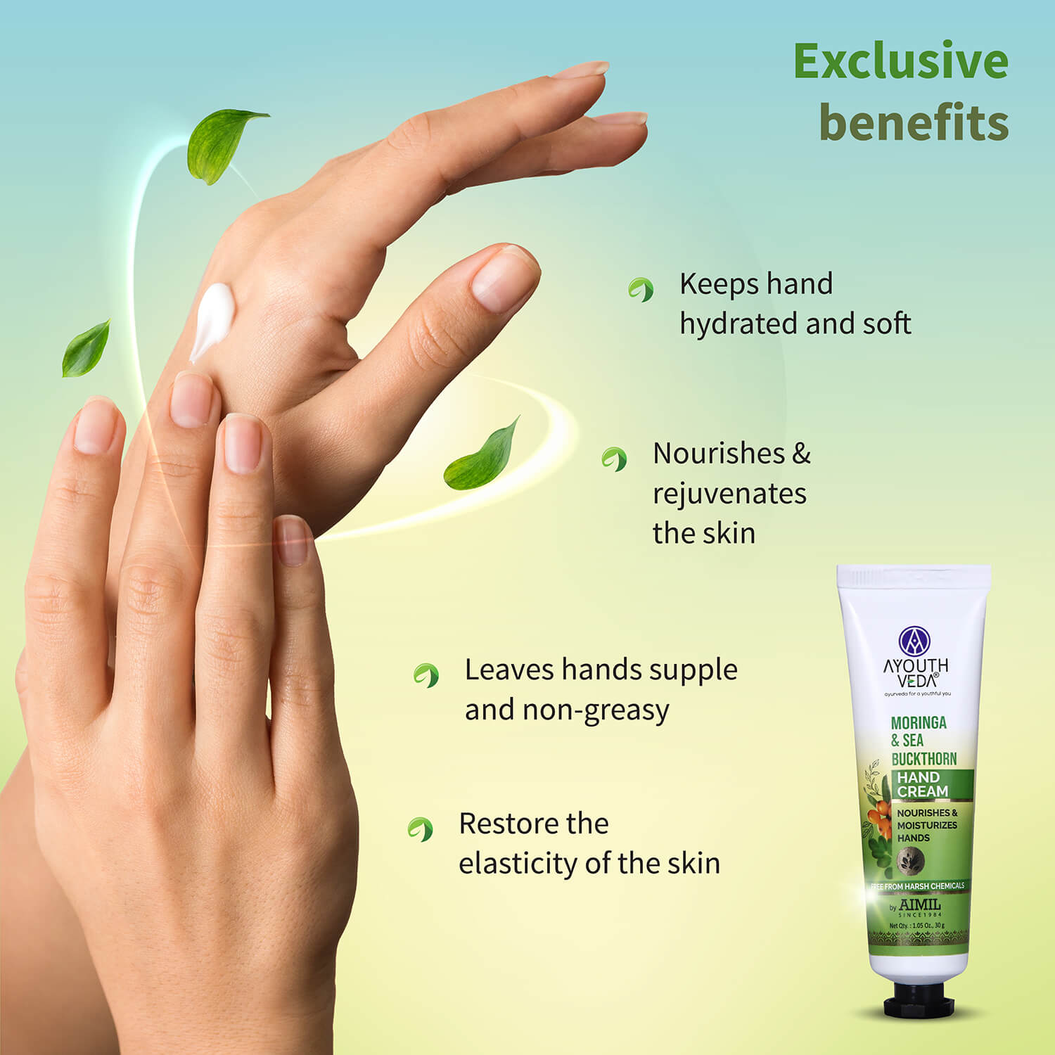 Moringa & Sea Buckthorn Hand Cream | Ultra-Moisturizing & Fast-Absorbing | Nourishes, Softens & Protects Hands | 30 g 30g