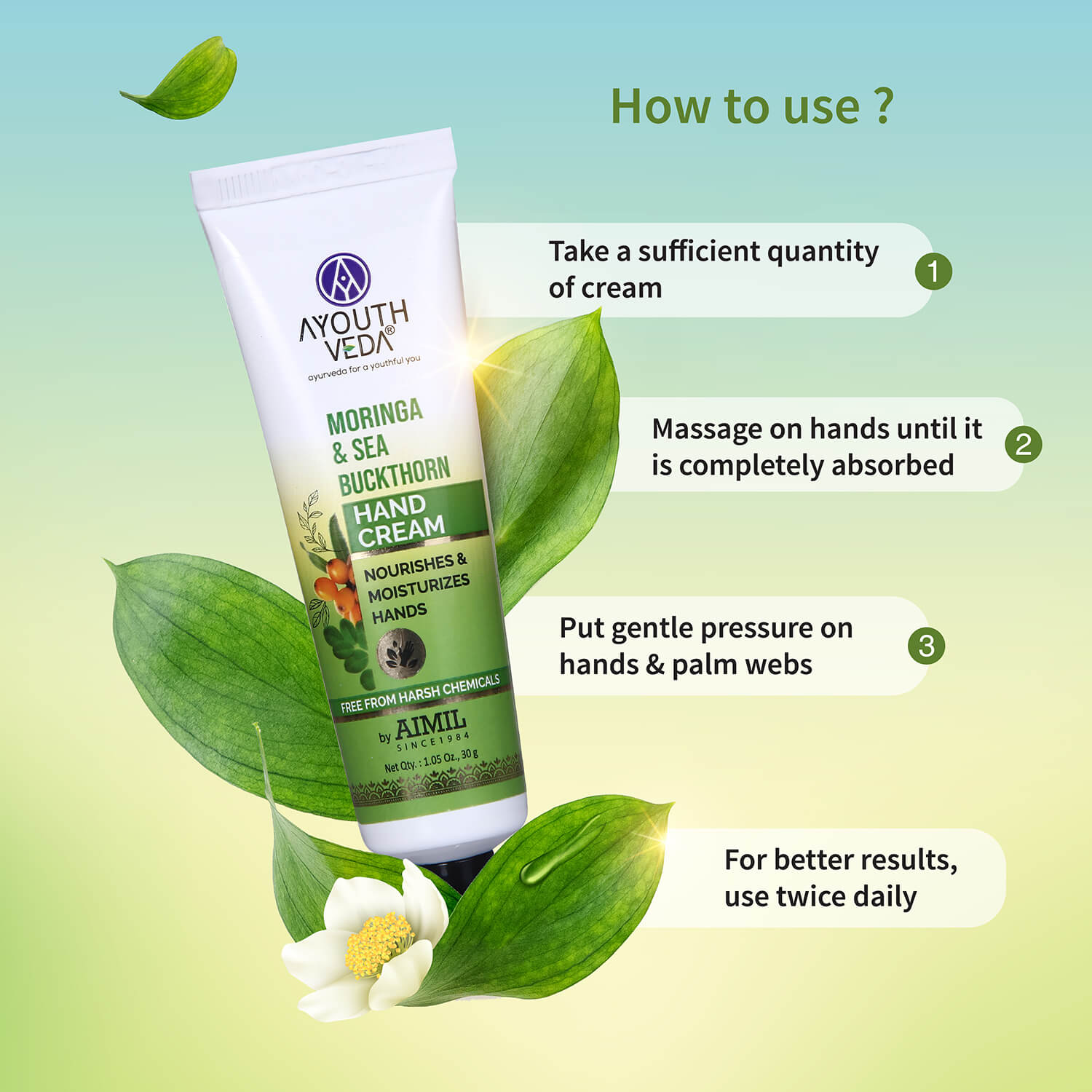 Moringa & Sea Buckthorn Hand Cream | Ultra-Moisturizing & Fast-Absorbing | Nourishes, Softens & Protects Hands | 30 g 30g