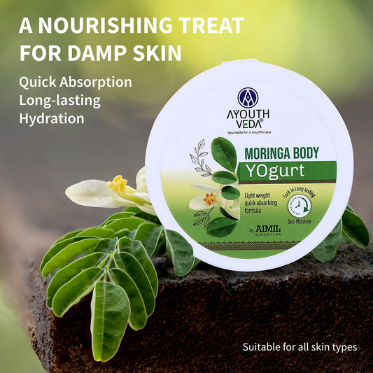 Moringa Body Yogurt | Lightweight, Fast-Absorbing Moisturizer | Deep Hydration for All Skin Types with Moringa Seed Oil | Leaves Skin Soft, Smooth & Fresh | 200 g 200g