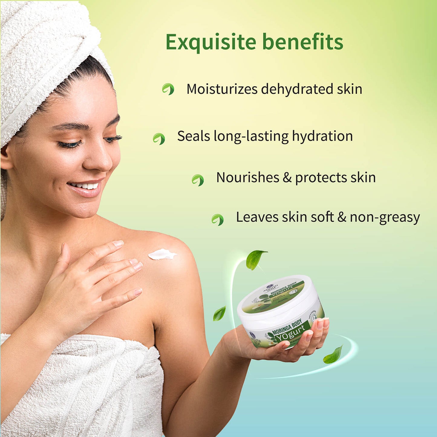 Moringa Body Yogurt | Lightweight, Fast-Absorbing Moisturizer | Deep Hydration for All Skin Types with Moringa Seed Oil | Leaves Skin Soft, Smooth & Fresh | 200 g 200g