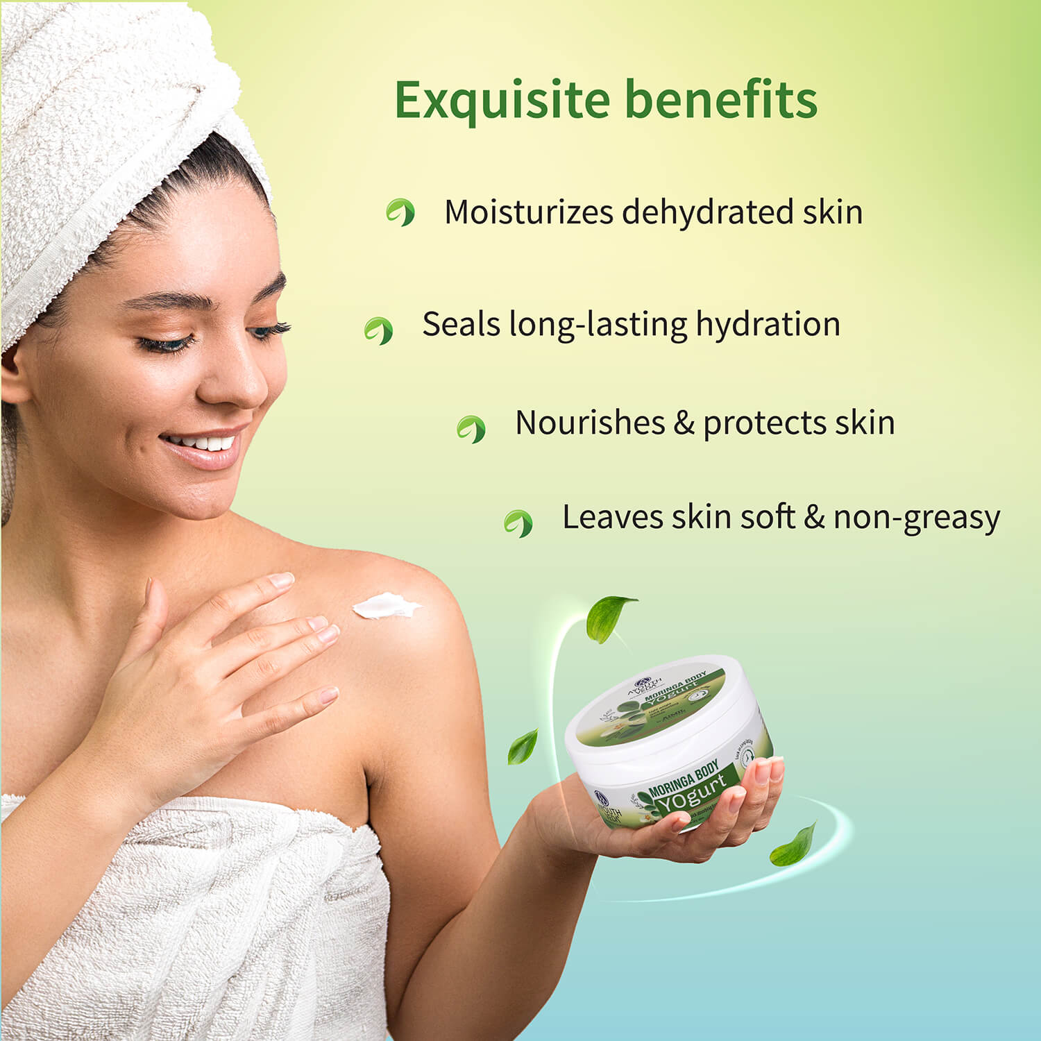 Moringa Body Yogurt | Lightweight, Fast-Absorbing Moisturizer | Deep Hydration for All Skin Types with Moringa Seed Oil | Leaves Skin Soft, Smooth & Fresh | 200 g 200g