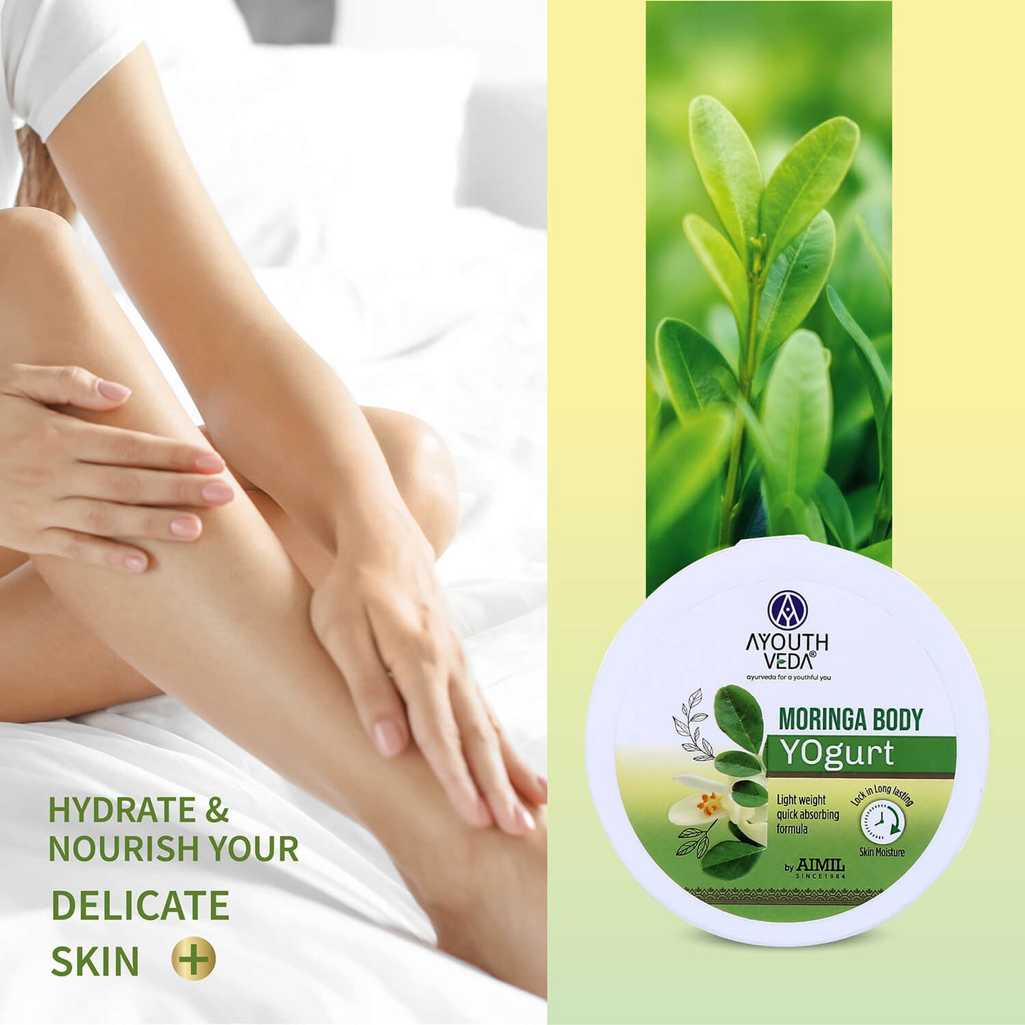 Moringa Body Yogurt | Lightweight, Fast-Absorbing Moisturizer | Deep Hydration for All Skin Types with Moringa Seed Oil | Leaves Skin Soft, Smooth & Fresh | 200 g 200g