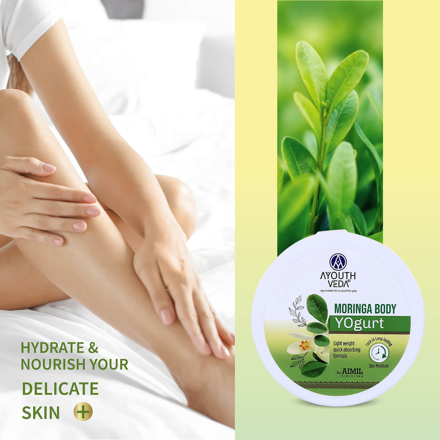 Moringa Body Yogurt | Lightweight, Fast-Absorbing Moisturizer | Deep Hydration for All Skin Types with Moringa Seed Oil | Leaves Skin Soft, Smooth & Fresh | 200 g 200g