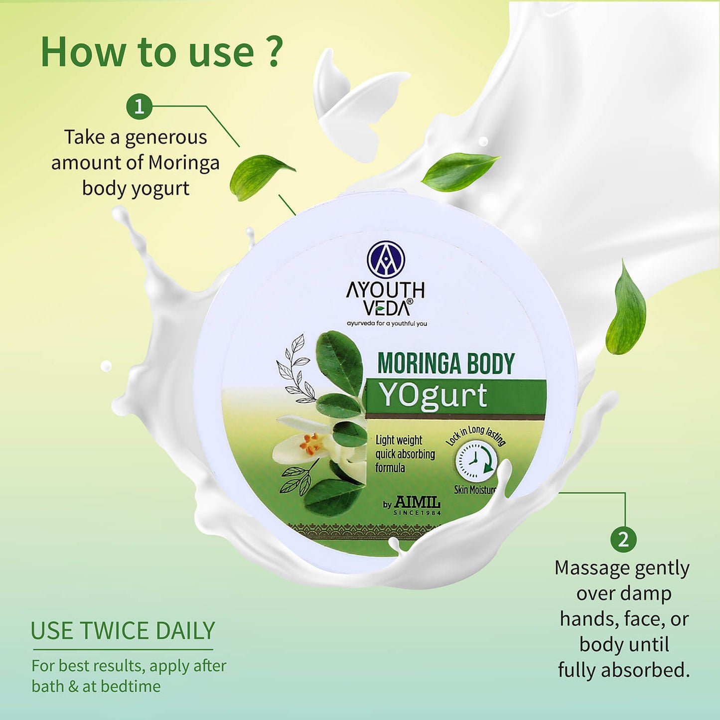 Moringa Body Yogurt | Lightweight, Fast-Absorbing Moisturizer | Deep Hydration for All Skin Types with Moringa Seed Oil | Leaves Skin Soft, Smooth & Fresh | 200 g 200g