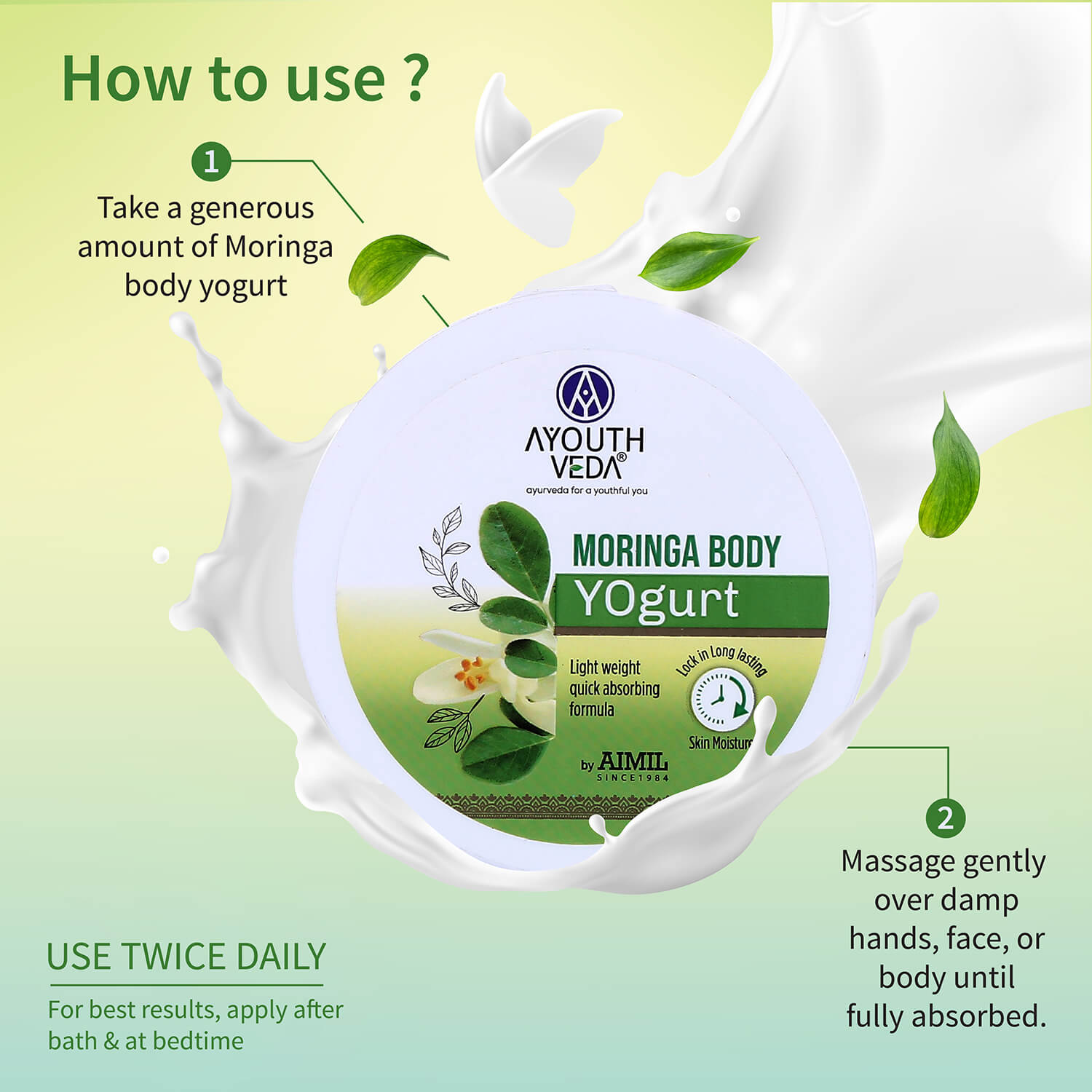Moringa Body Yogurt | Lightweight, Fast-Absorbing Moisturizer | Deep Hydration for All Skin Types with Moringa Seed Oil | Leaves Skin Soft, Smooth & Fresh | 200 g 200g