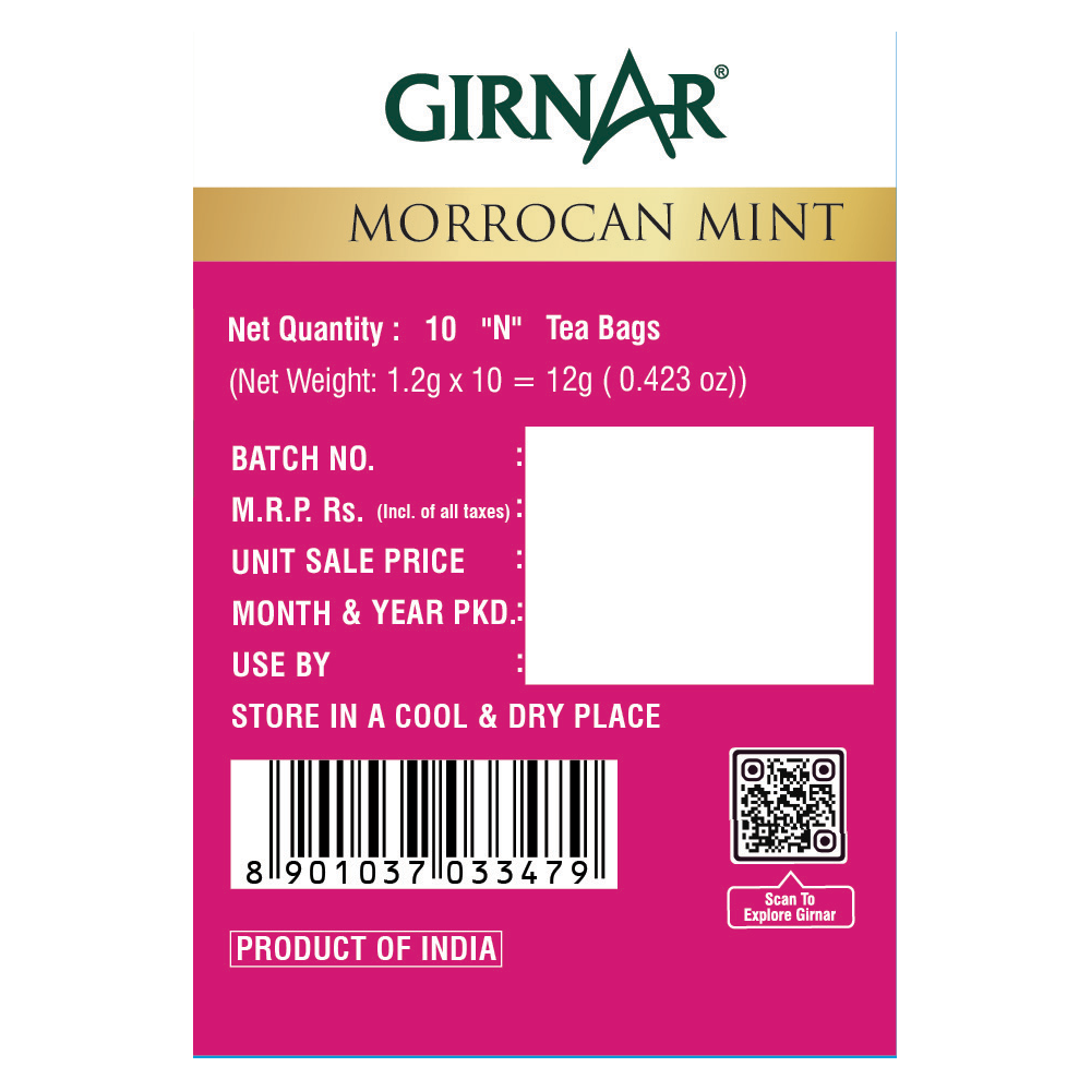 Green Tea Bags - Morrocan Mint 10 Tea Bags