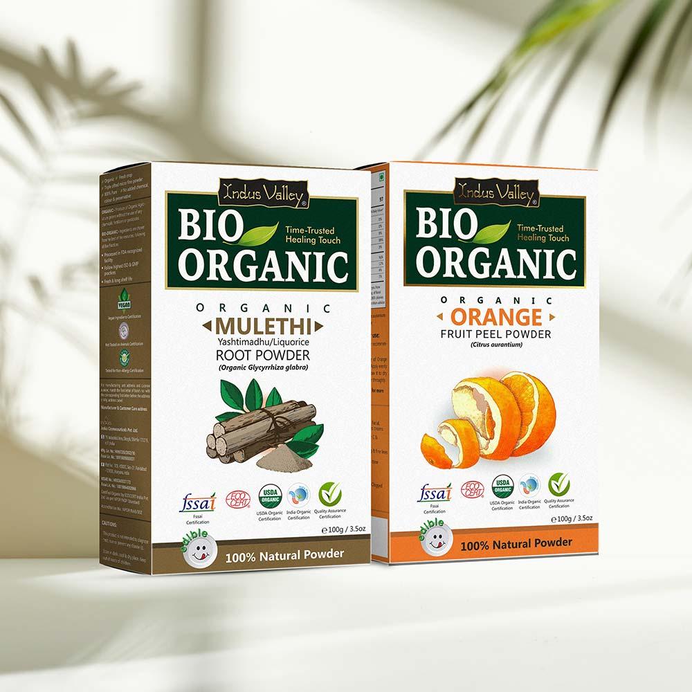 Bio Organic Mulethi & Orange Peel Powder Combo Pack - 200gm 200g