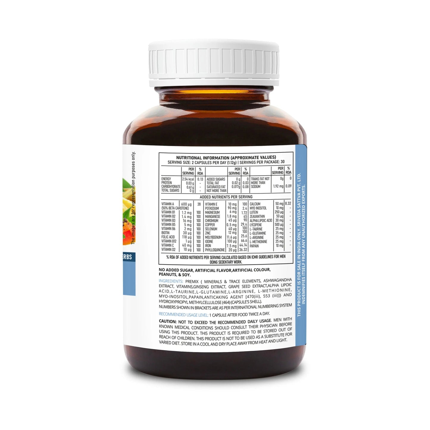 SupaSupp He's Active - Multivitamin for Men | All Round Nutrition For Men On The Go | Health Supplement | 60 Veg Cap, 500 mg 500mg