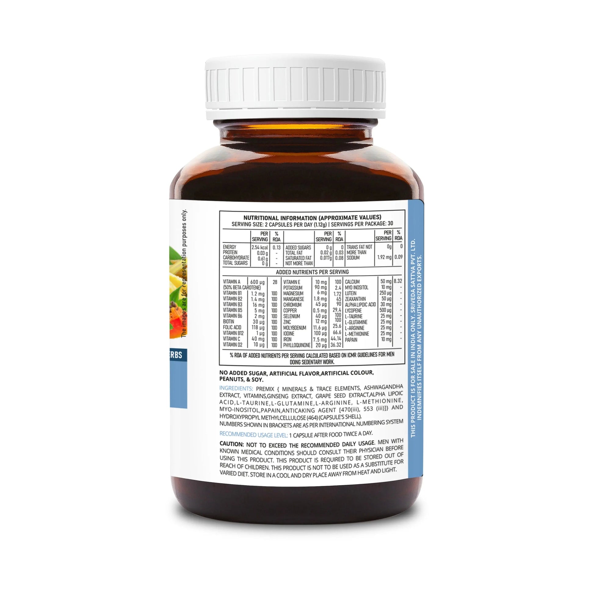 SupaSupp He's Active - Multivitamin for Men | All Round Nutrition For Men On The Go | Health Supplement | 60 Veg Cap, 500 mg 500mg