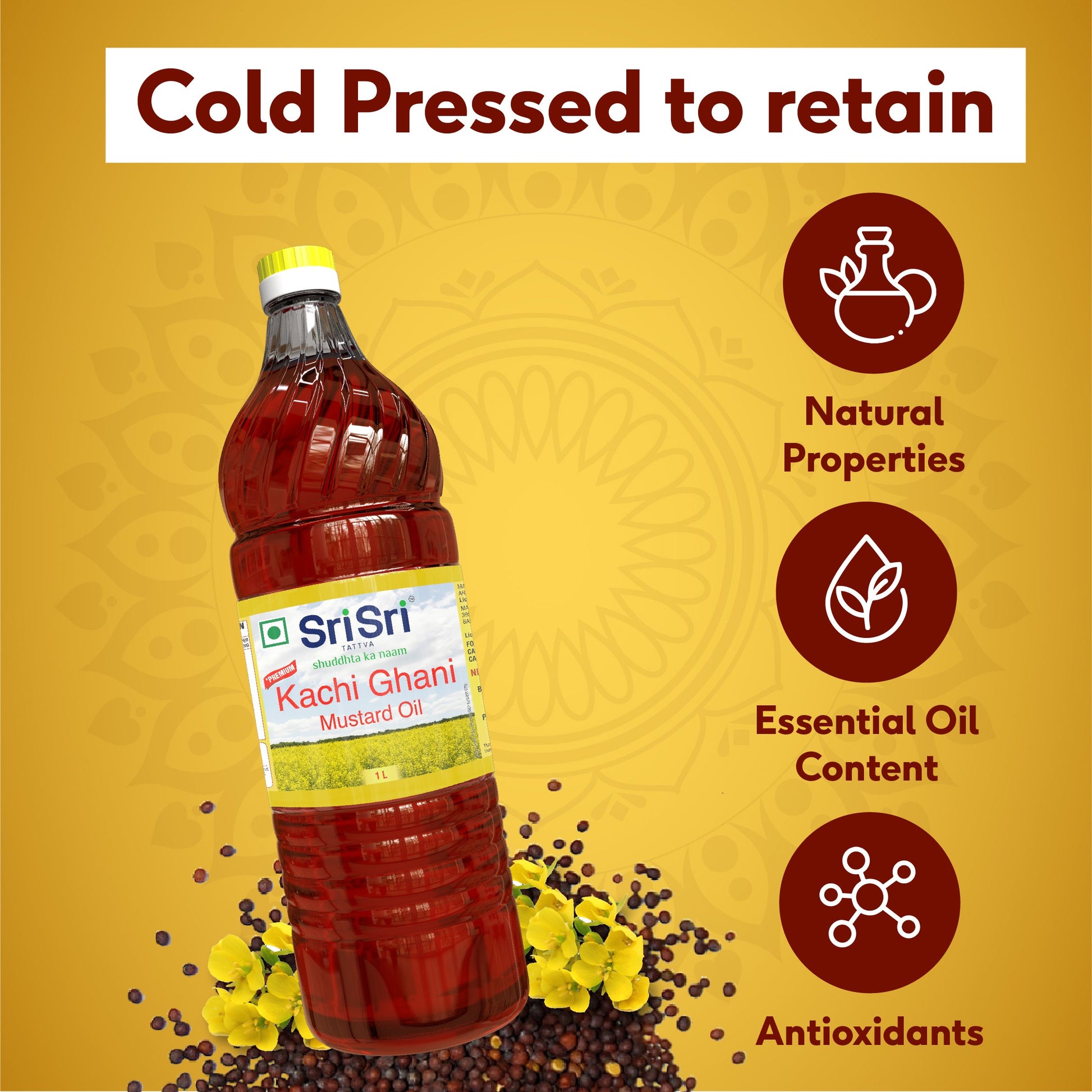 Premium Kachi Ghani Mustard Oil Bottle, 1 L 1L