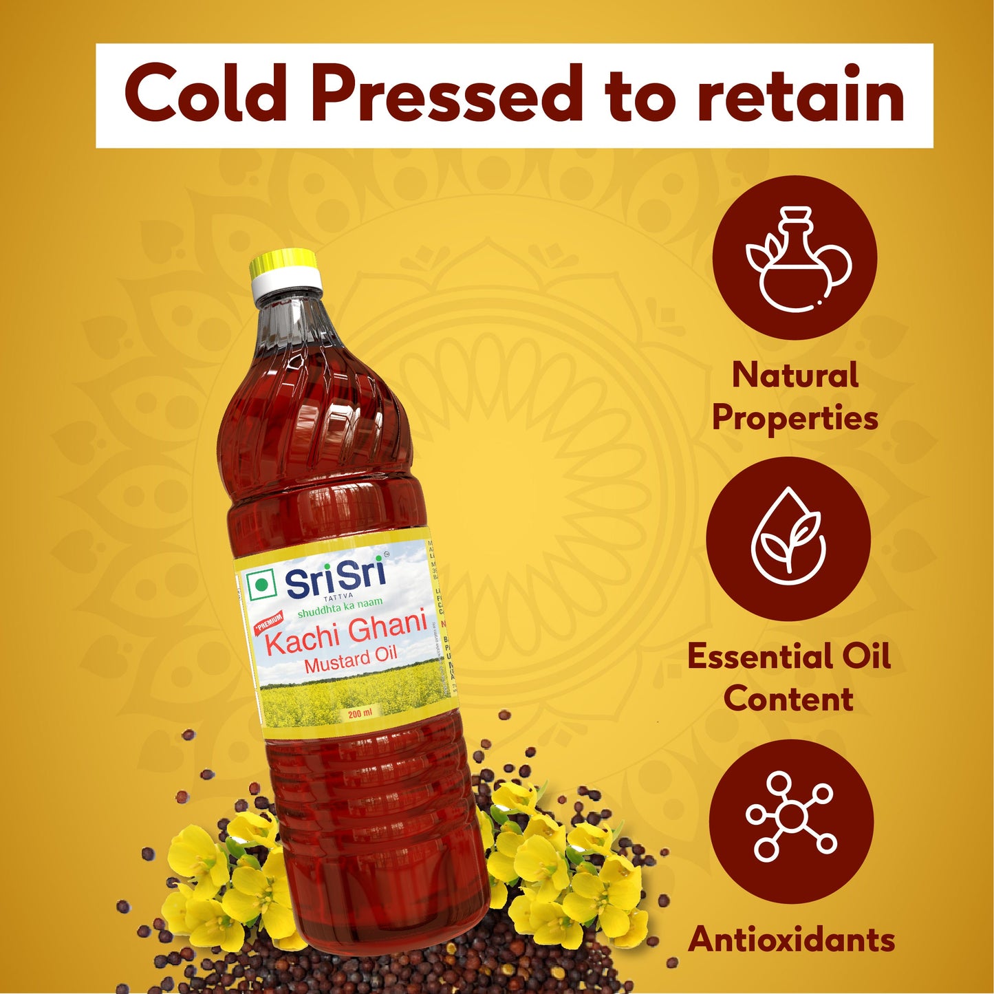 Premium Kachi Ghani Mustard Oil Bottle, 200 ml 200ml