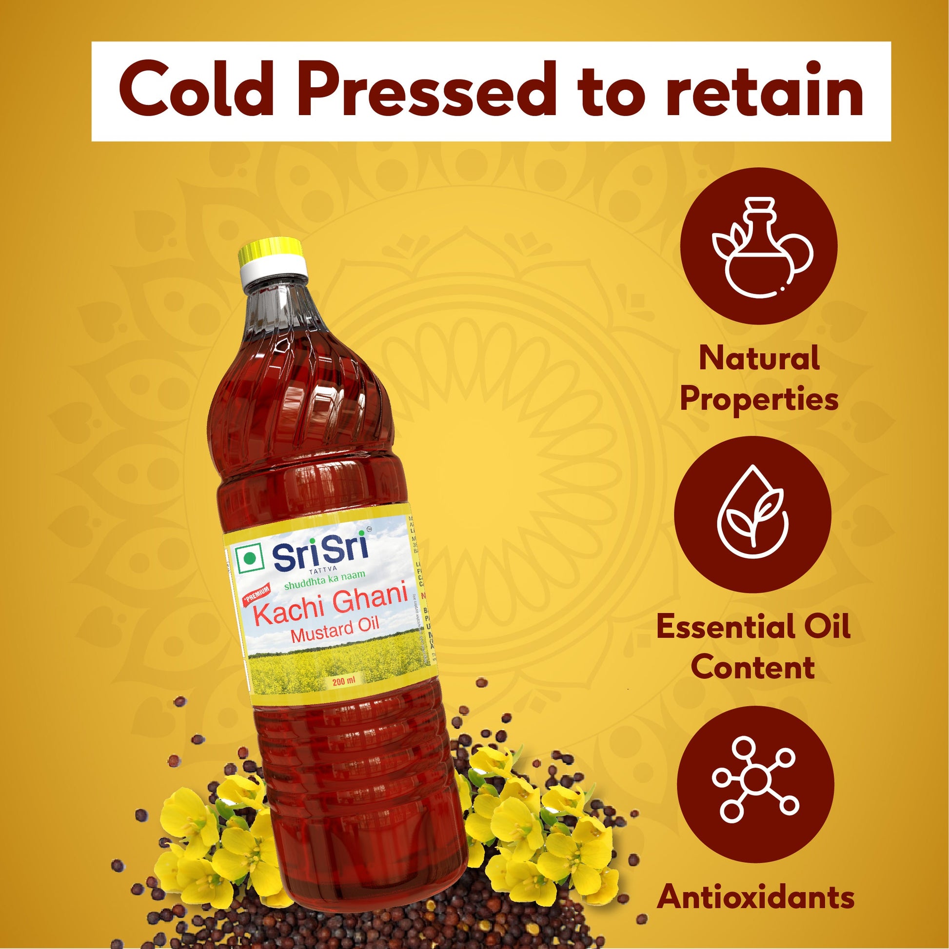 Premium Kachi Ghani Mustard Oil Bottle, 200 ml 200ml