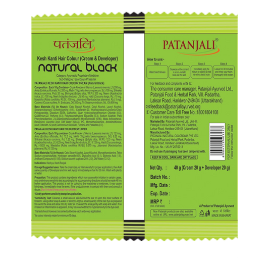 Patanjali Kesh Kanti Hair Colour (Cream & Developer) - Natural Black