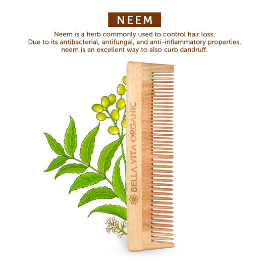 【Bella Vita】 NEEM Wooden Dual Tooth Comb｜ニーム ウッデン コーム（両歯タイプ）