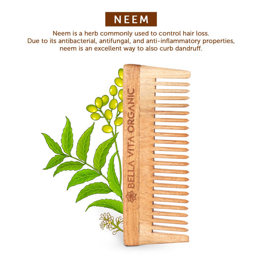 【Bella Vita】 Neem Wooden Wide Tooth Comb｜ニーム ウッデン コーム（粗歯タイプ）