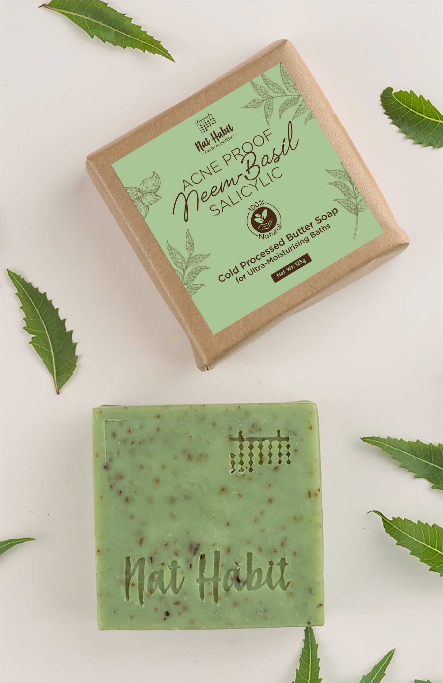 Cold Processed Acne-proof Neem-Basil Salicylic Soap 125g×2個