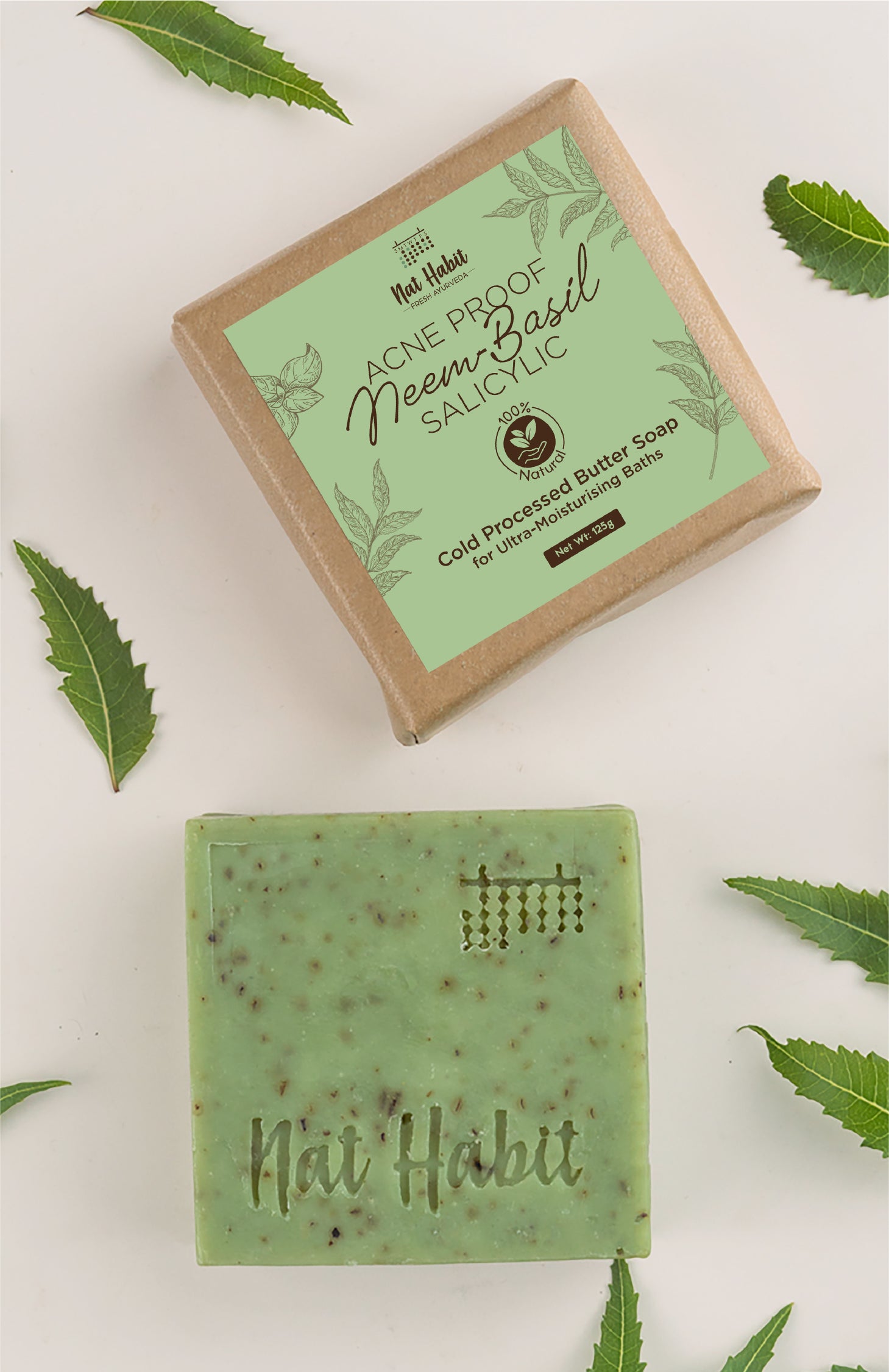 Cold Processed Acne-proof Neem-Basil Salicylic Soap 125g×2個