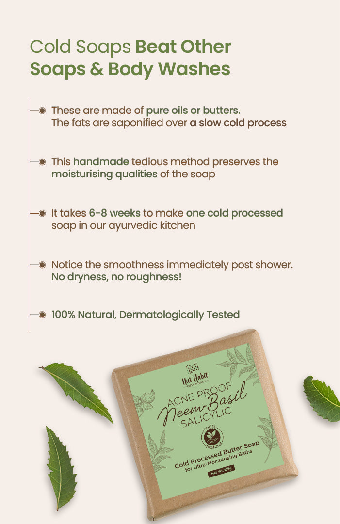 Cold Processed Acne-proof Neem-Basil Salicylic Soap 125g×4個