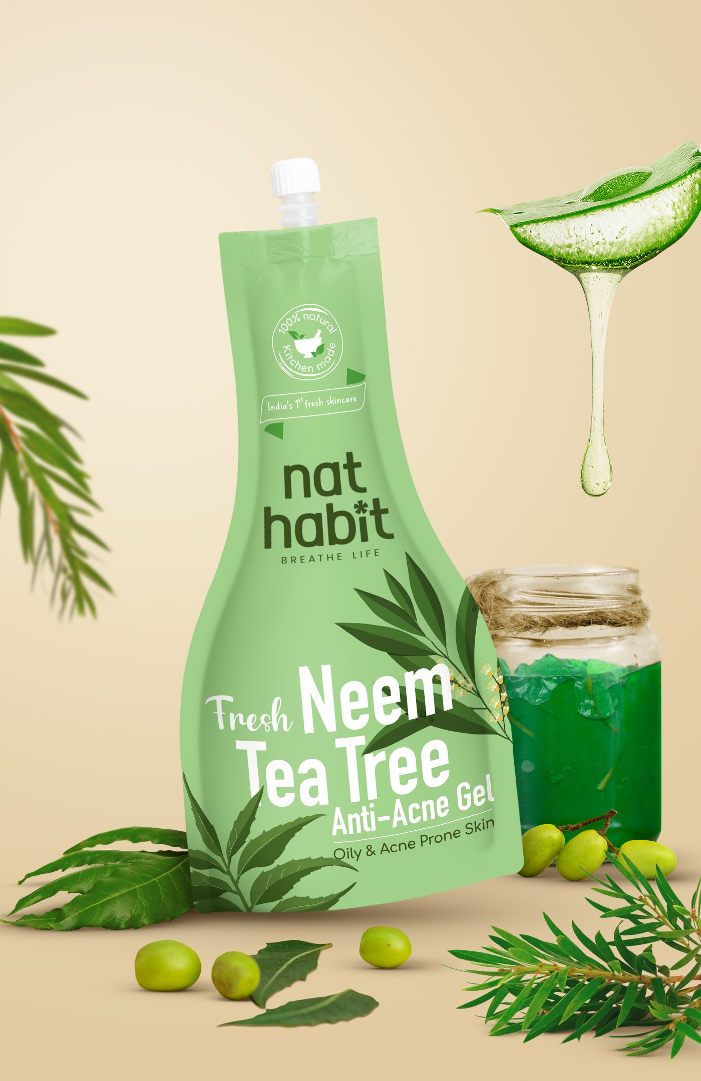 Fresh Neem TeaTree Anti-Acne Gel Face Pack 80g × 2個パック