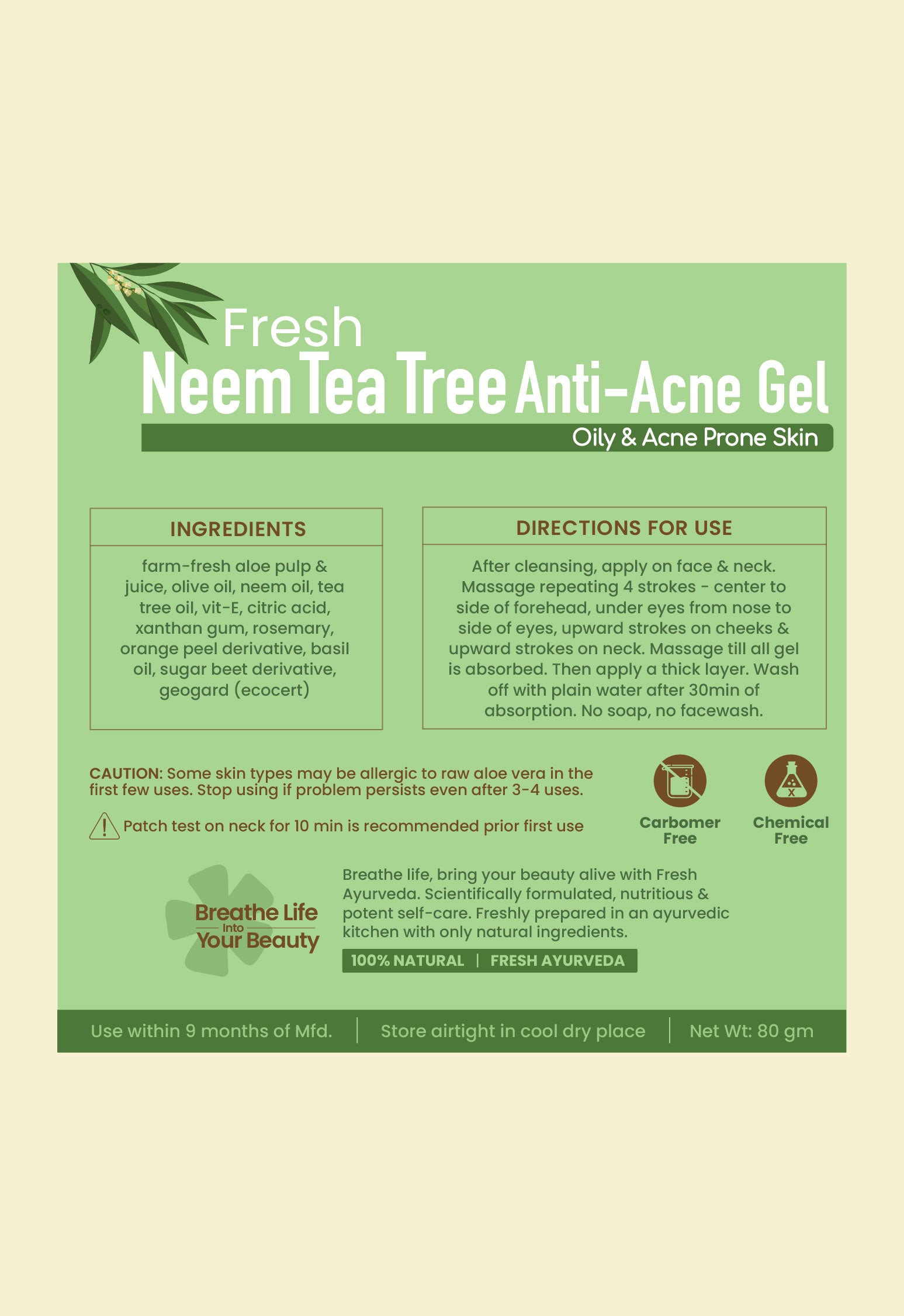 Fresh Neem TeaTree Anti-Acne Gel Face Pack 80g × 2個パック