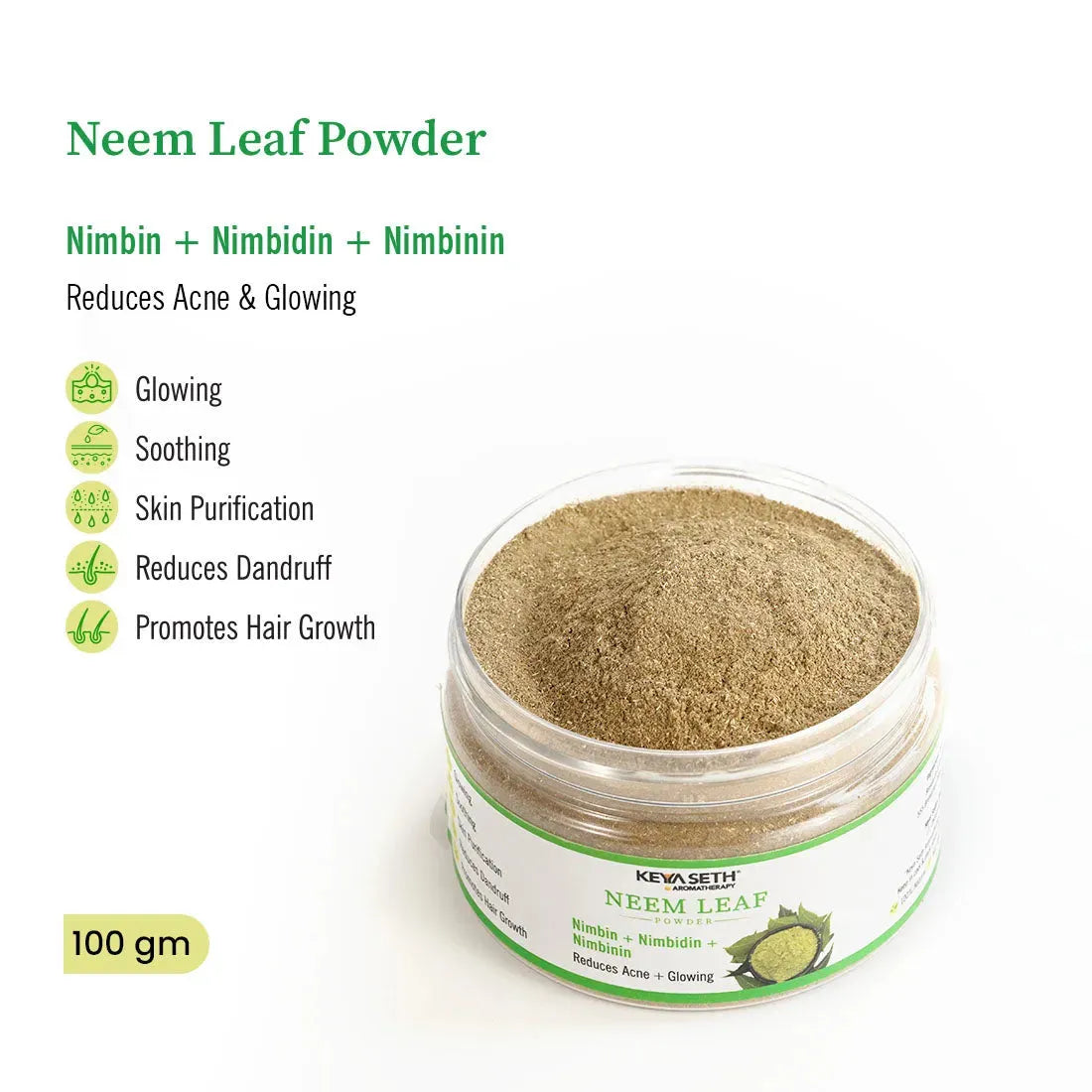 Neem Leaf Powder Face Pack for Women & Men Reduces Acne & Oily Skin + Glowing 100g