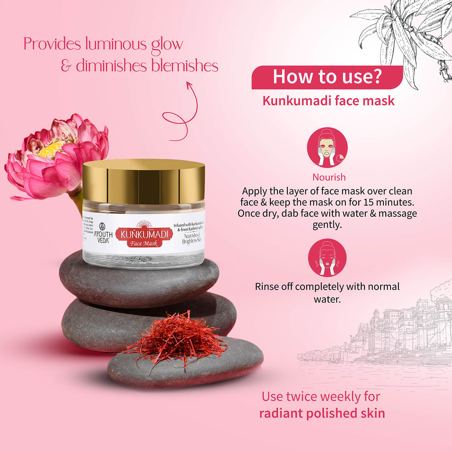 Kunkumadi Collection ( Kunkumadi Taila 30ml, Kunkumadi scrub 50g, Kunkumadi mask 50g ) 30ml