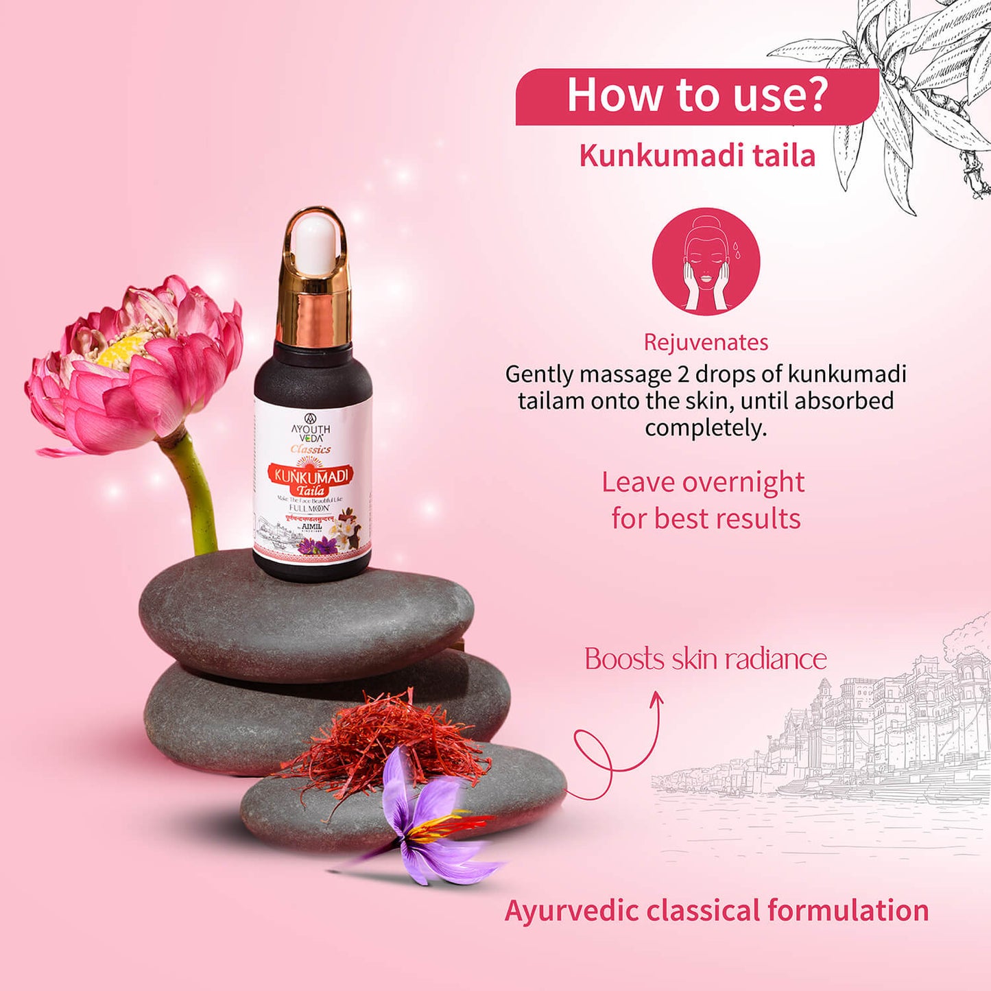 Kunkumadi Collection ( Kunkumadi Taila 30ml, Kunkumadi scrub 50g, Kunkumadi mask 50g ) 30ml