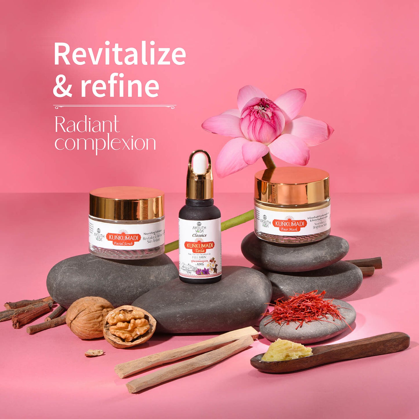 Kunkumadi Collection ( Kunkumadi Taila 30ml, Kunkumadi scrub 50g, Kunkumadi mask 50g ) 30ml