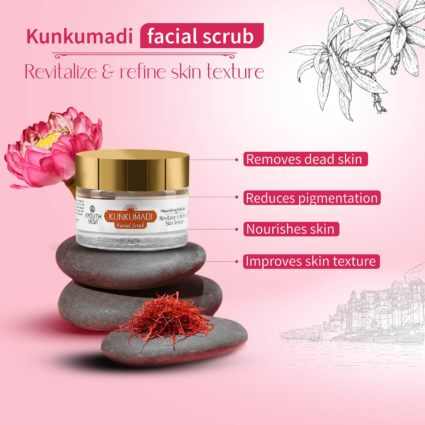 Kunkumadi Collection ( Kunkumadi Taila 30ml, Kunkumadi scrub 50g, Kunkumadi mask 50g ) 30ml