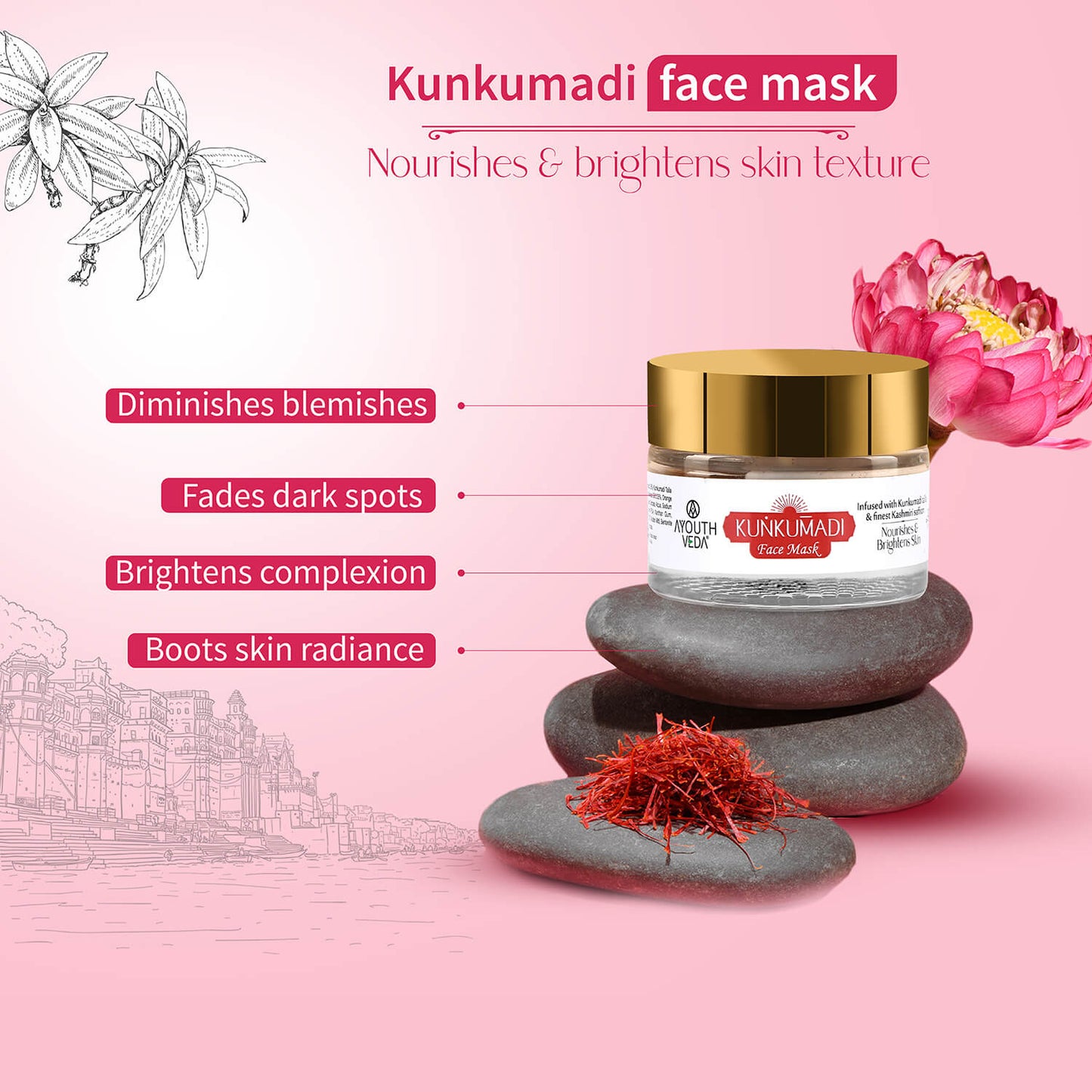 Kunkumadi Collection ( Kunkumadi Taila 30ml, Kunkumadi scrub 50g, Kunkumadi mask 50g ) 30ml