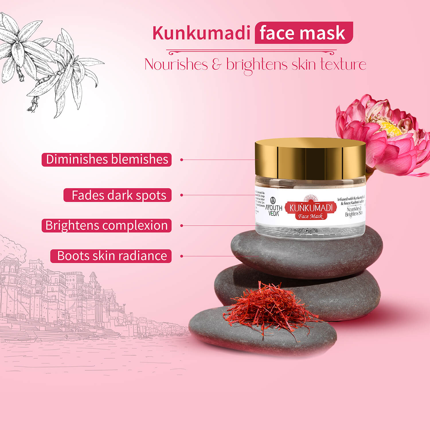 Kunkumadi Collection ( Kunkumadi Taila 30ml, Kunkumadi scrub 50g, Kunkumadi mask 50g ) 30ml