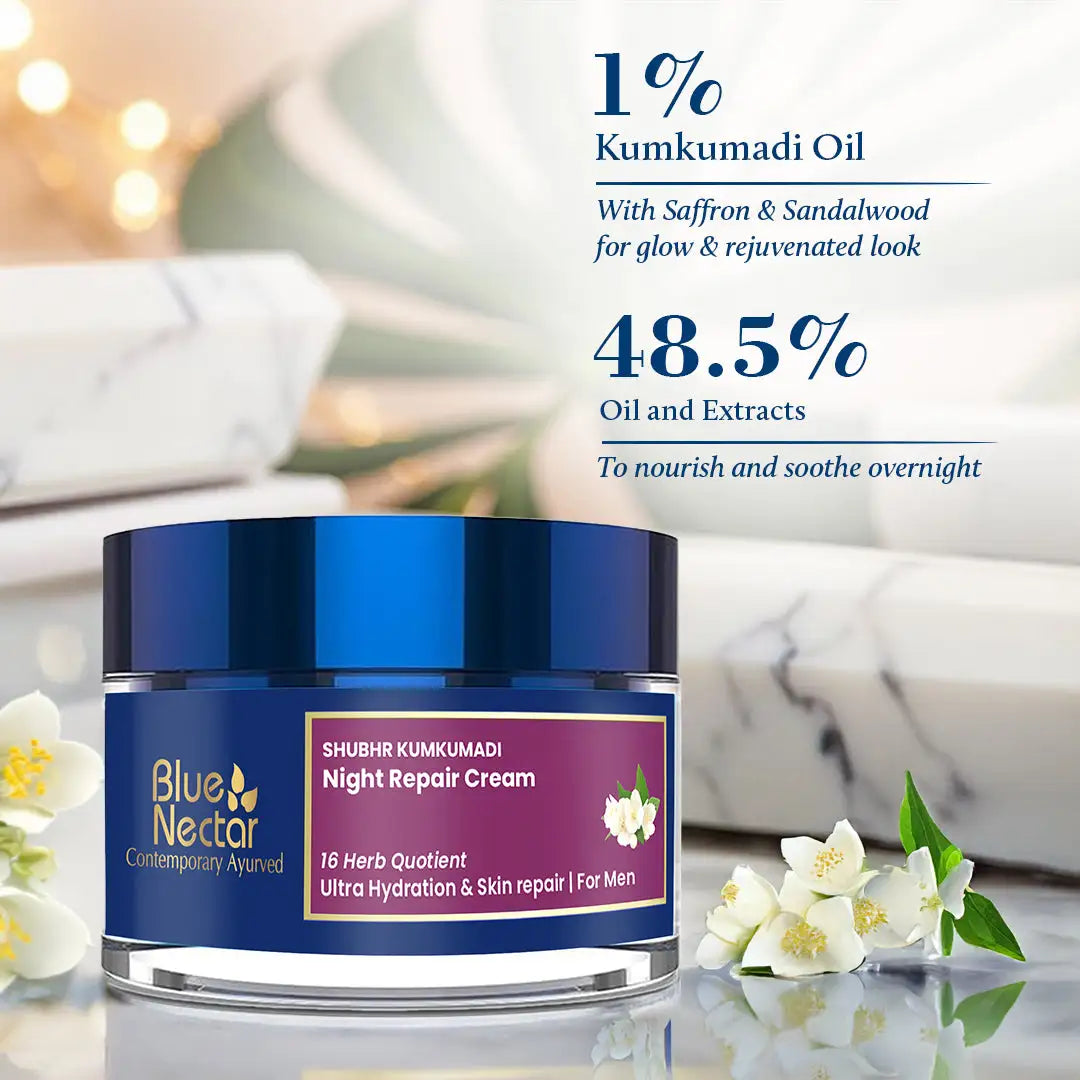Kumkumadi Night Cream for Men for Ultra Hydration & Skin Repair (16 Herbs, 50g) 50g