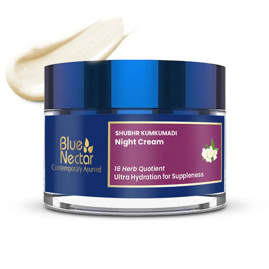 【Blue Nectar】 Kumkumadi Night Cream for Women for Skin Repair and Hydration (16 Herbs, 50g)｜クムクマディ ナイトクリーム 肌の修復と保湿｜50g