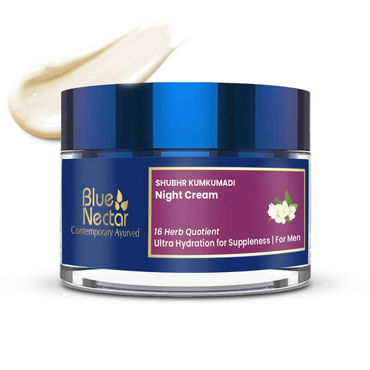【Blue Nectar】 Kumkumadi Night Cream for Men for Ultra Hydration & Skin Repair (16 Herbs, 50g)｜クムクマディ メンズ ナイトクリーム 保湿&肌ケア（16種ハーブ、50g）｜50g