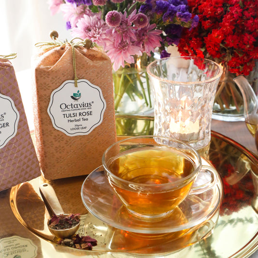Wellness Caffeine Free Teas- Festive Range ( Tulsi Ginger , Tulsi Sweet Rose) 310g