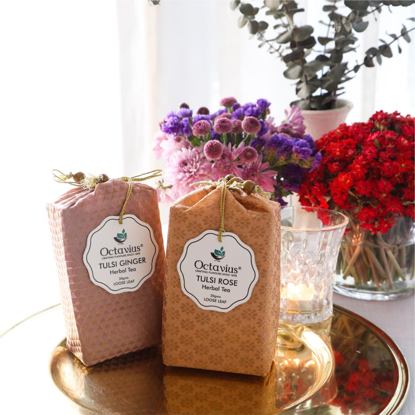 Wellness Caffeine Free Teas- Festive Range ( Tulsi Ginger , Tulsi Sweet Rose) 310g