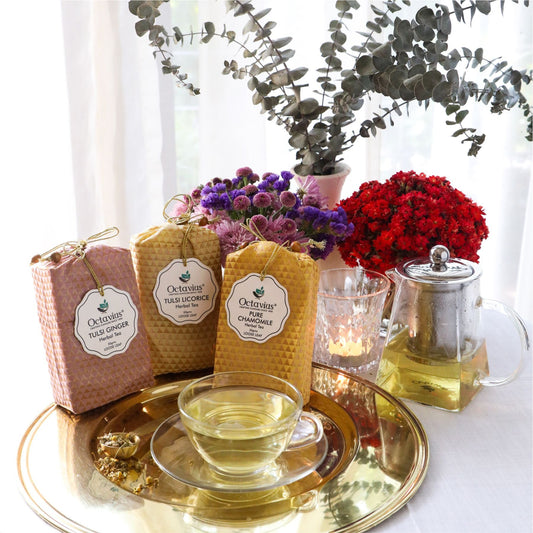 Wellness Caffeine Free Teas- Festive Range (Tulsi Ginger , Tulsi Licorice, Pure Chamomile) 260g