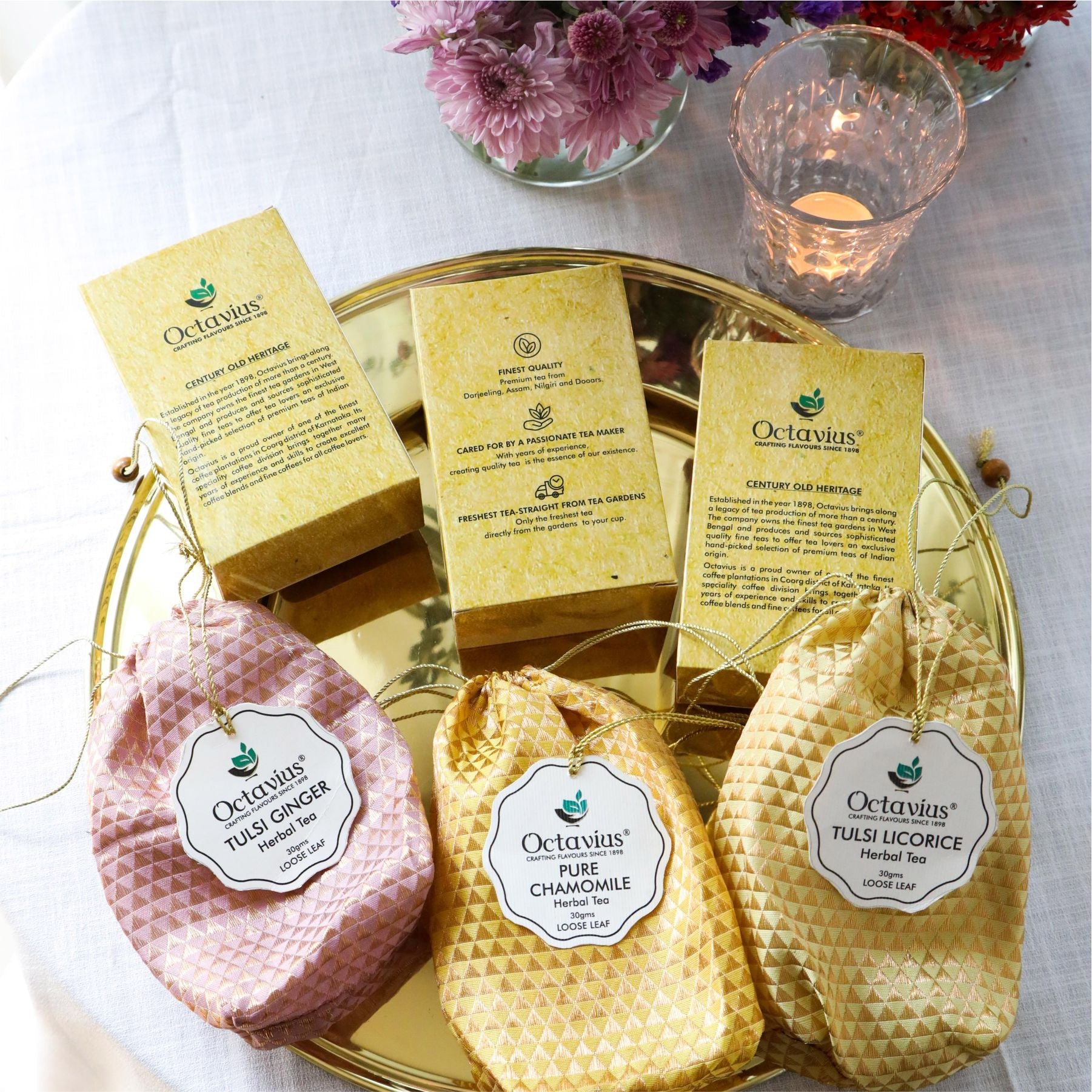 Wellness Caffeine Free Teas- Festive Range (Tulsi Ginger , Tulsi Licorice, Pure Chamomile) 260g