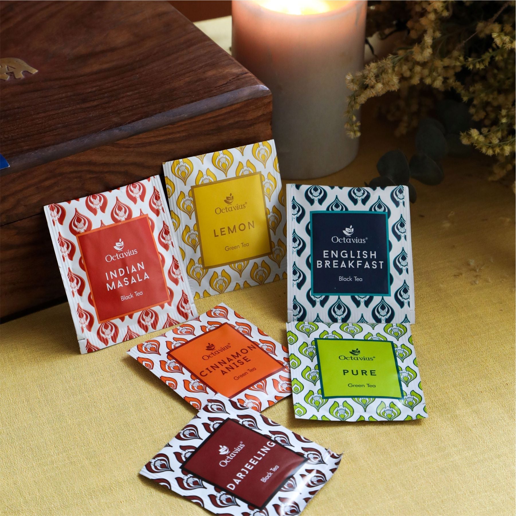 Assortment of Fine Teas- 90 Teabags in Sheesham Wood Box 90teabags